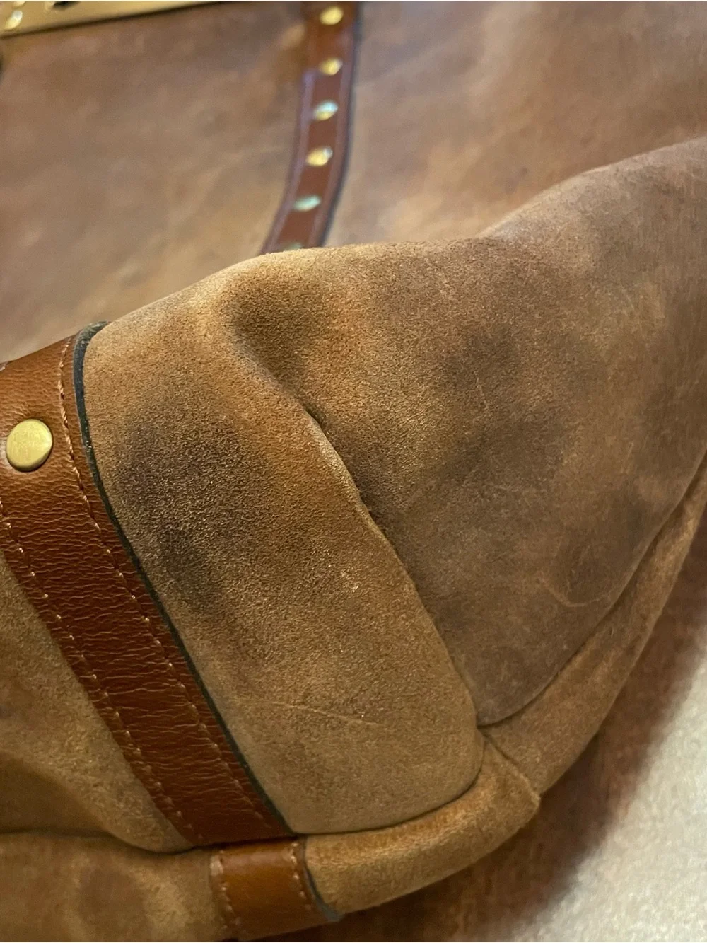 Patricia Nash Benvenuto Tote - Brown Burnished Suede - Large